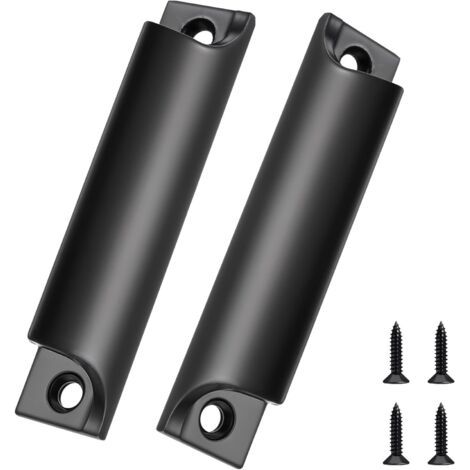 Lot de 2 Poignées Avec Vis Coutures Cachées Alliage Aluminium Noir Pour Balcon Armoire (1/5)