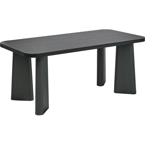 Tavolo minimalista con piano dai bordi arrotondati 180 x 90 cm Nero Atlin