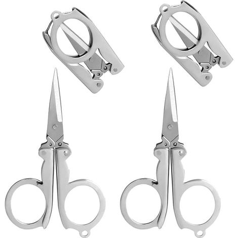 4pcs Stainless Steel Folding Scissors, 4 Inch/10cm Mini Small Scissors for Paper, Folding Travel Scissors for Paper Crafts, Sewing (1/5)