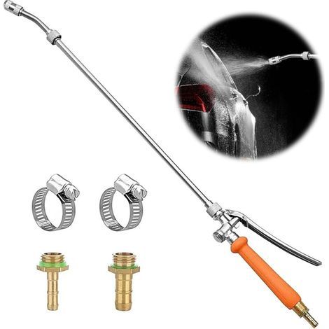 Lntyq Tige de pulvérisation de 73 cm – Tige de pulvérisation réglable de rechange universelle – Acier inoxydable 1/4" 3/8" Crochet barbelé en laiton – Pour jardins, vergers, sangles vertes (1/5)