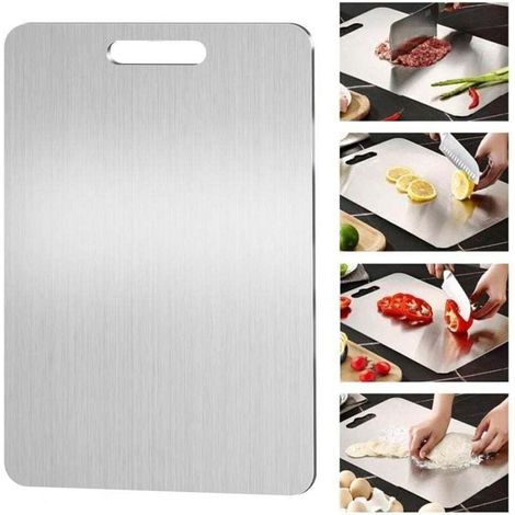 Planche à Découper en Titane,Yamato Titanium,Planche a Decouper Inox pour La Cuisine,Pour la viande,Fromage,le pain,les légumes,les fruits (39 x 28 cm) (1/4)