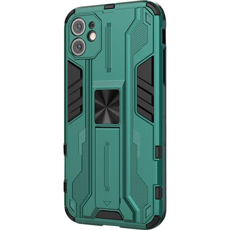 Esta funda de doble capa a prueba de golpes de grado militar está diseñada para el iPhone 11. Cuenta con un soporte de anillo para una sujeción segura y soporte magnético. (1/2)