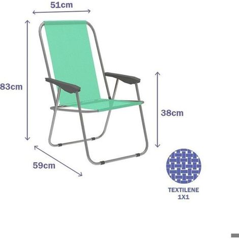 Sedia pieghevole - MARBUENO - 59 x 83 x 51 cm - Alluminio - Pieghevole - Verde