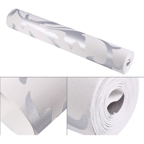 Papier peint 3D argenté luxueux en non-tissé pour décoration murale chambre