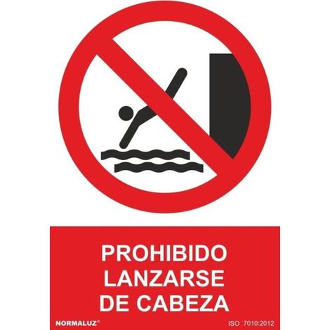 Señal de Prohibido lanzarse de cabeza SEKURECO                         100 x 150 mm                          ADHESIVOS DE VINILO (1/2)