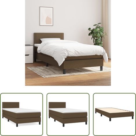 vidaXL Tête de lit réglable - Sommier à lattes de lit avec matelas Marron foncé 100x200 cm (1/5)