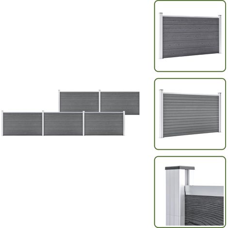 Recinzione in legno plastica - vidaXL Recinzione da Giardino in WPC 872x106 cm Grigia - Recinzione in alluminio