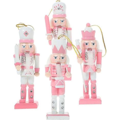 Lot de 4 casse-noisettes en bois de 12 cm, figurines de soldats, décorations de Noël à fabriquer soi-même pour les fêtes. (1/4)