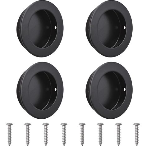 Lot de 4 Poignées de Porte de Grange 50mm, Acier Inoxydable Noir, Pour Portes Extérieures et Intérieures (1/5)