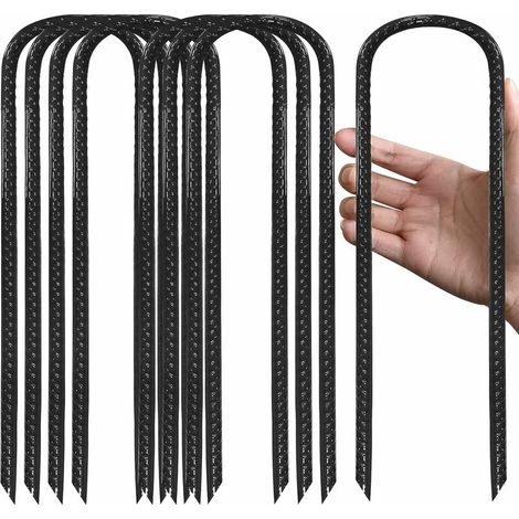 8er-Pack Trampolin-Heringe aus verzinktem Stahl mit T-Haken (schwarz) (1/5)