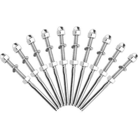 10pcs Threaded Cable Turnbuckles Stainless Steel Cable Separator Stainless Steel Wire Railing Tensioner with Nut Gasket for Railing Rigging Systems 1/8" (1/5)