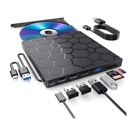 Lecteur CD/DVD externe portable 7 en 1, enregistreur DVD, lecteur de disque externe USB 3.0 Cuich