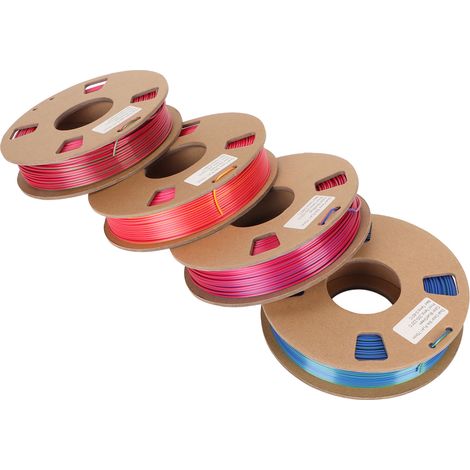 Lot de 4 bobines de filament PLA bicolore Silk de 1,75 mm (rouge, or, rouge, vert, rouge, bleu, bleu, vert) pour imprimante 3D (1/5)
