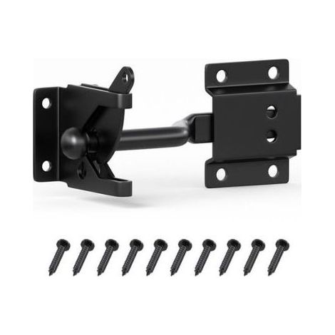 Verrou de Portail Verrouillage automatique Serrure Métal à Boulon Loquet Acier à Gravité Clôture Jardin Noir Vis de Fixation Fournis (1/4)