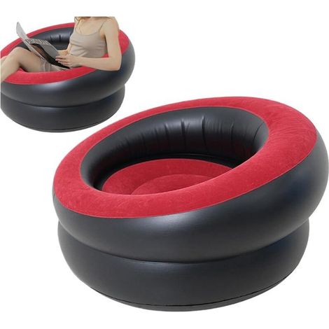 1 Canapé Gonflable Velours Design Circulaire Valve Rapide Camping Salon Jardin (1/5)