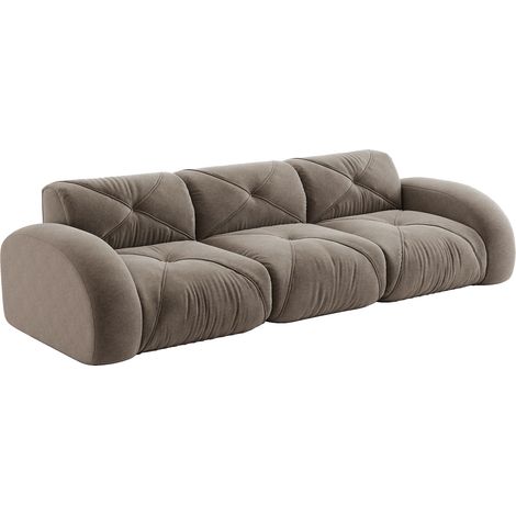 CAIziCanapé sans cadre, très grand canapé modulaire 3 places, tissu chenille confortable, adapté au salon, design antidérapant, aucun montage requis, brun