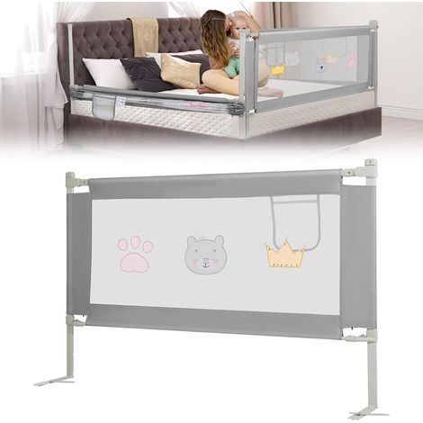 Randaco Bettgitter 180x70cm Bettschutzgitter Kinderbettgitter Babybettgitter Rausfallschutz für Bett Grau