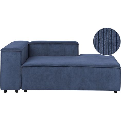 Chaise Longue Dark Blue Cord Upholstery Synthetic Legs Left Hand Modern Living Room ARDAL (1/5)