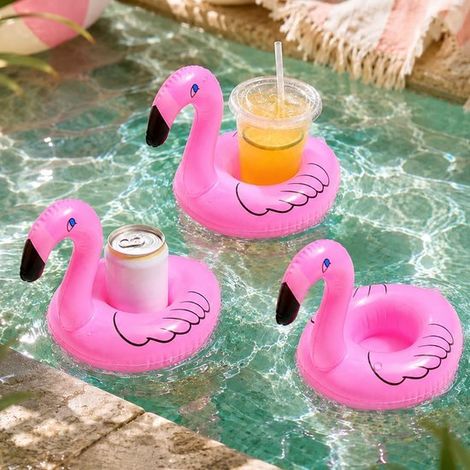 3 porte-gobelets gonflables en forme de flamant rose pour piscine et jacuzzi, sous-verres flottants, parfaits pour l'été, la plage, les vacances et les fêtes. (1/3)