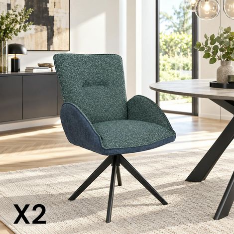 Fauteuil de table pivotant bleu, bi-matière (lot de 2) AGADE (1/5)