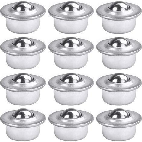 12 PCS Roulettes de Transfert avec Roulement à Billes Universels en Acier au Carbone Galvanisé Unité Roulettes à Billes Montées Charge Lourde pour Emballage Transmission Industrie (1/4)