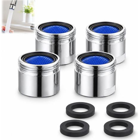 4 Pièces Mousseur Robinet M18, Aérateurs Robinet M18 avec Filtre en ABS Accessoires Anti-Éclaboussures pour Cuisine et Salle Bain, Économie d’Eau, Joints Inclus, Compatible Tous Robinets Standard (1/5)