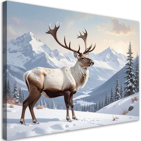 Stampe su Tela, Renne inverno neve paesaggio di montagna, 30x20 (1/5)