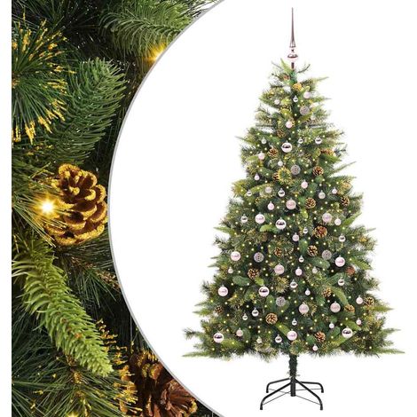 Albero di Natale artificiale pieghevole con coni Verde 210 cm vidaXL