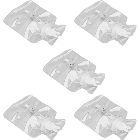 Lot de 5 bouillottes en PVC épais, anti-explosion et anti-fuite, à large ouverture, motif chat gris (1/5)