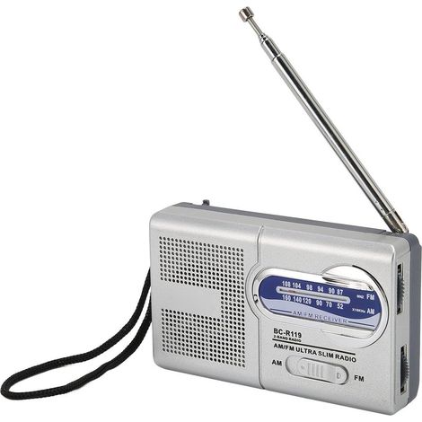 Radio portable AM/FM à transistors, volume élevé, activée par l'eau, environ L 91 × H 52 × P 21 mm (Piles non incluses, avec ou sans logo selon les risques liés au transport)