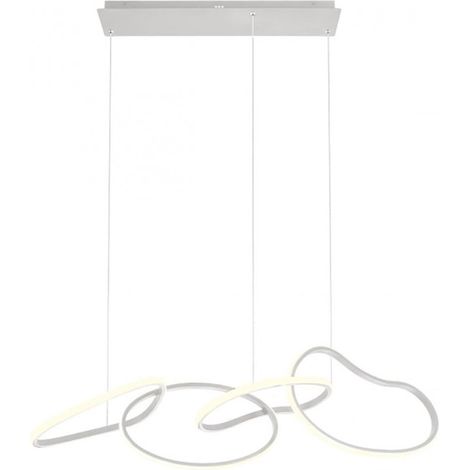 Lampadario led redo group bias 01 3388 3389 3390 led cct alluminio dimmerabile, finitura metallo bianco