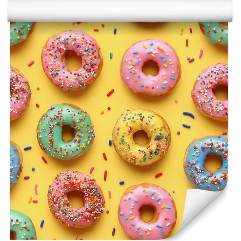 Bunte Donut-Tapete in Gold und Gelb für Wohn- und Schlafzimmer, 50 x 1000 cm (1/4)