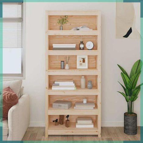 Bibliothèque - 821694 - Bois de pin massif - 80 x 35 x 183 cm - Non traité (1/5)