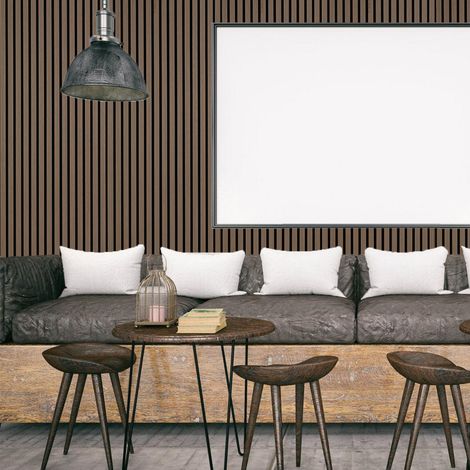 Wolketon Akustikpaneel Wandpaneel Moderne Wandpaneele aus Holzfunier und Filz MDF Wandverkleidung 2x 120x60x2.1cm Walnuss