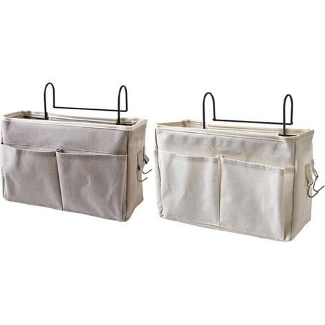 2 Pièce Organisateur de Chevet, Poches de Chevet à Suspendre, Sac de Rangement à Suspendre pour Table de Chevet, Poche de Rangement Chevet, pour Montre, Téléphone Portable, Lunettes, Magazines-Fei Yu (1/5)