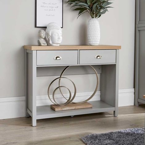 Console Table 2 Drawer Telephone Table Metal Handles Hallway Storage 36mm Top