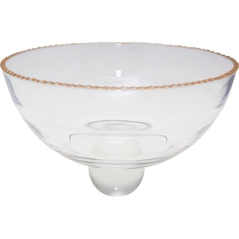Saladier en Verre avec Bord Doré Coupe à Fruits Transparente 23,5 x 23,5 x 15,5 cm - PANGIVO (1/4)
