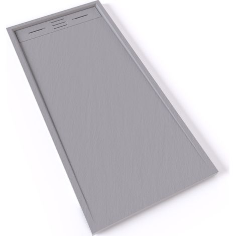 HIEMAL Receveur de douche 70 x 150 cm résine Gris aspect ardoise + bonde incluse - Salle de bain