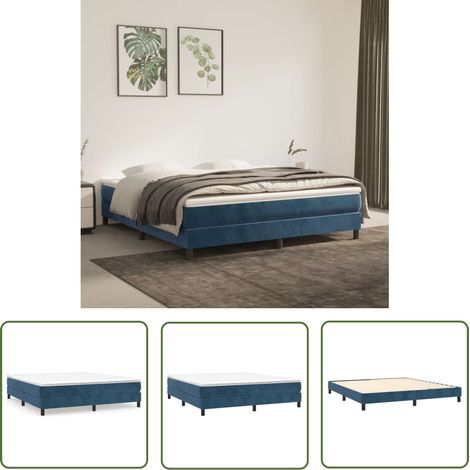The Living Store Boxspringbett mit Matratze Dunkelblau 160x200 cm Samt - Samtbett - Boxspringbett - Doppelbett - Bettauflage - Matratze (1/5)