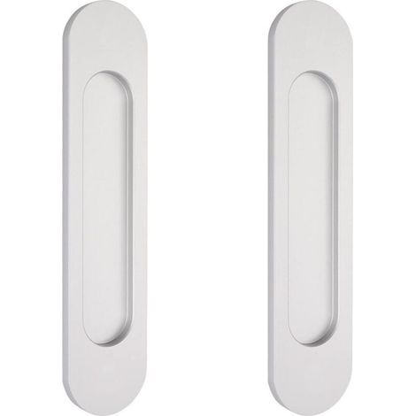 2 self-adhesive 15cm silver oval sliding door handles, flush aluminum door handles, for sliding barn doors, windows and cupboards without drilling (1/4)