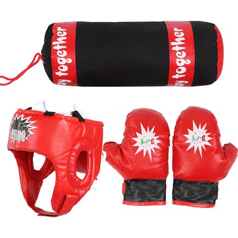 Ensemble de sac de frappe pour enfants : gants, casque et sac de sable pour l'entraînement au combat suspendu. (1/5)