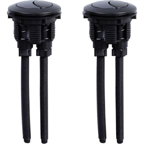 2 Pieces Black Flush Button Replacement Toilet Water Flush Button 38 mm Double Button Round Flush for Bathroom Water Tank Repair (1/5)