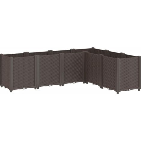 Fioriera rialzata per giardino e terrazza 160 x 120 x 53 cm polipropilene marrone 020037455