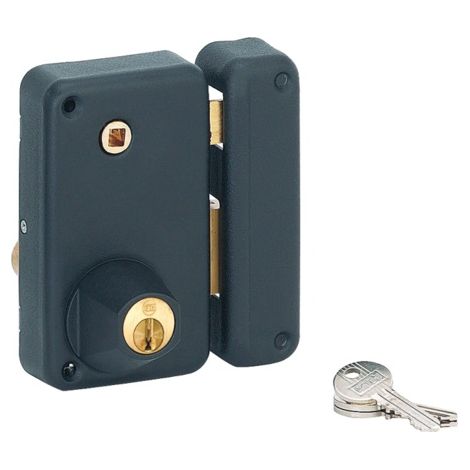 Cerradura de seguridad vertical 75x130 mm negra con seguidor C7 THIRARD - Cilindro Ø23x45 mm - Derecho - 000136