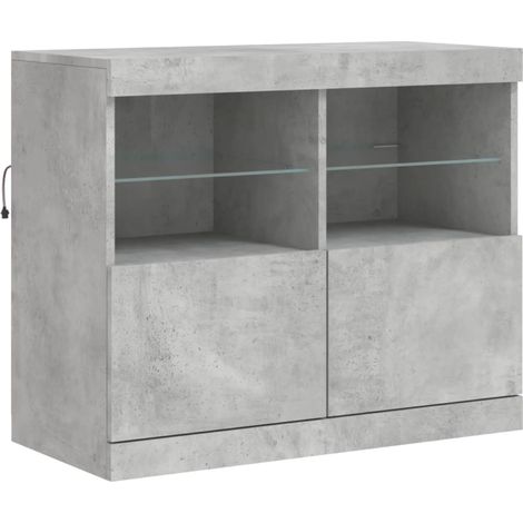 Aparador buffet cómoda armario mueble organizador cocina salón salón con luces LED 81 x 37 x 67 cm gris 020030009