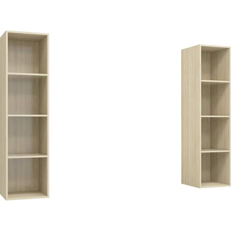 vidaXL Muebles de salón de pared 2 pzas madera ingeniería roble Sonoma (1/2)