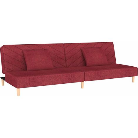 Divano Letto a 2 Posti con 2 Cuscini Rosso Vino in Tessuto vidaXL (1/5)