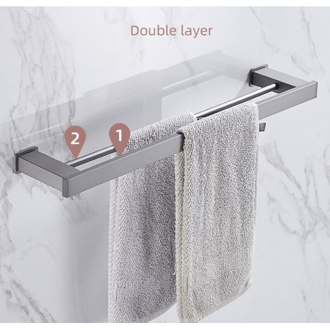 BEBUSINGOTO 60 cm Badezimmer-Handtuchhalter zur Wandmontage, Doppelhandtuchstange,