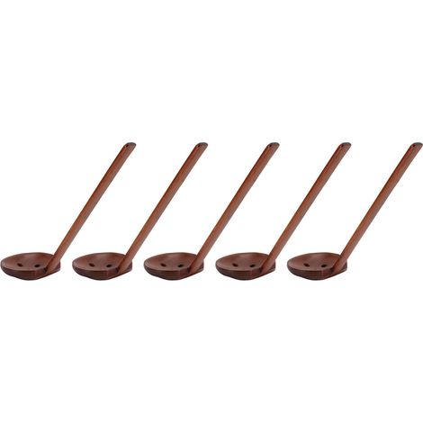 Lot de 5 cuillères en bois avec manche robuste, polies à la main, légères, imitation écaille de tortue japonaise, idéales pour les restaurants et les cadeaux. Avec trous.