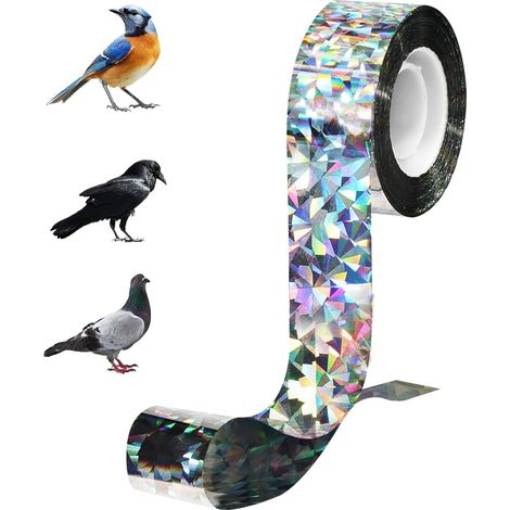Ruban Repulsif pour Oiseaux, 2.4cm80m Anti Pigeon Effaroucheur d'oiseaux, Ruban Réfléchissant pour Oiseaux, Anti Pigeons pour Balcon, Bande Repulsive Anti Pigeon, pour Jardins, Vergers